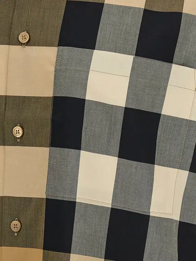 Burberry Men Cotton Shirt With Check Print In Multi