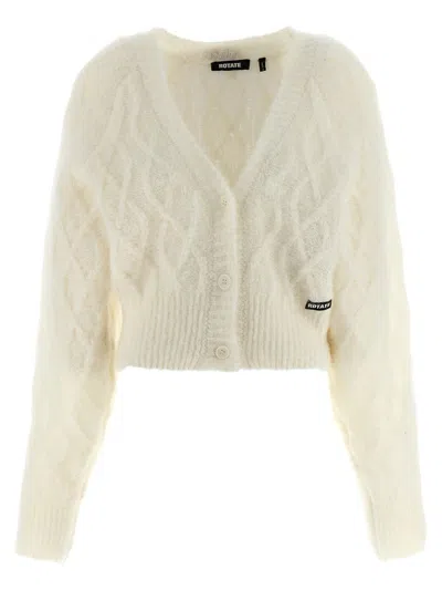 Rotate Birger Christensen Fluffy Knit Cardigan In Neutral