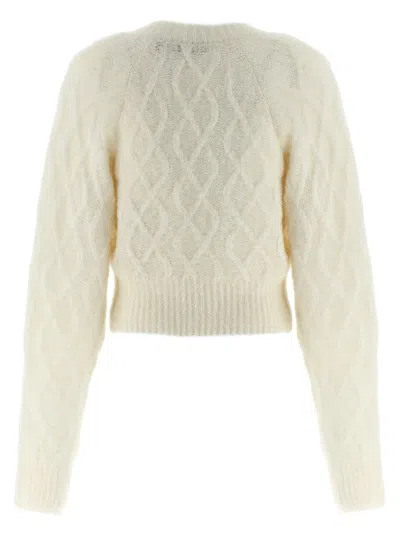 Rotate Birger Christensen Fluffy Knit Cardigan In Neutral