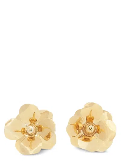 Marni Burgundy Enamel Flower Stud Earrings In Gold