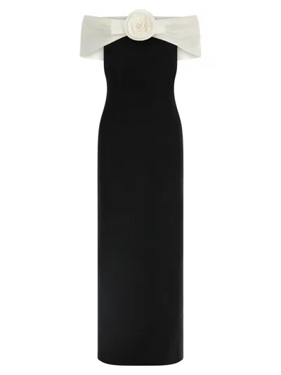 Self-portrait Flower Datail Maxi Dress In Black