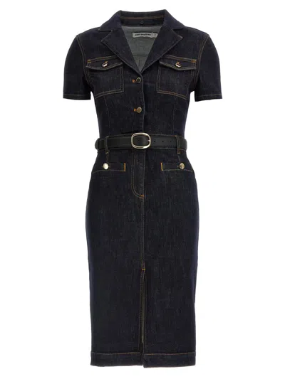 Self-portrait Indigo Denim Midi Dresses Blue In Blue