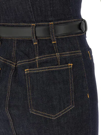 Self-portrait Indigo Denim Midi Dresses Blue In Blue