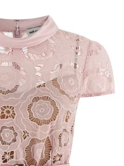 Self-portrait Pink Floral Lace Mini Dress In Pink