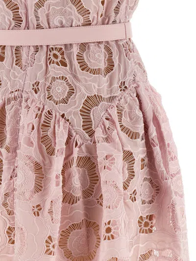 Self-portrait Pink Floral Lace Mini Dress In Pink