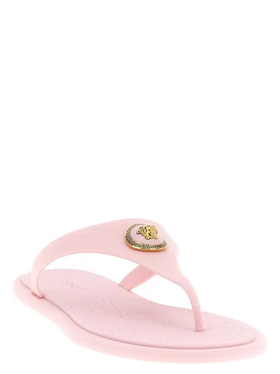 Versace Alia Medusa Rubber Thong Sandals In Pink