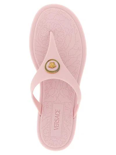 Versace Alia Medusa Rubber Thong Sandals In Pink