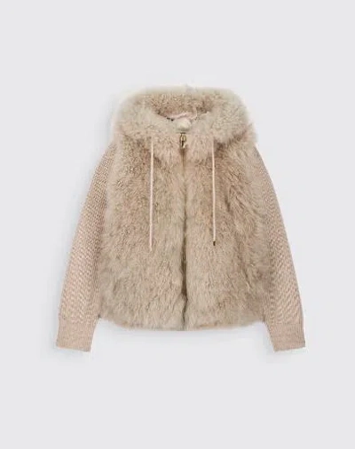 Max&moi Sleeveless Jacket In Shearling In Brown