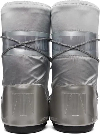 Moon Boot Silver Icon Glance Satin Boots In Silver