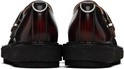 George Cox Burgundy Ymc Edition Ripple Hatton Monk Loafers In Black