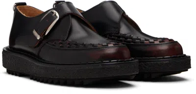 George Cox Burgundy Ymc Edition Ripple Hatton Monk Loafers In Black