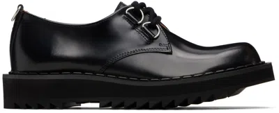 George Cox Black Ripple Bump Toe Derbys In Black
