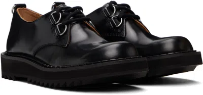 George Cox Black Ripple Bump Toe Derbys In Black