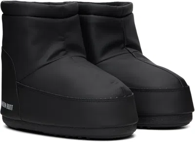 Moon Boot Black No Lace Rubber Boots In Animal Print