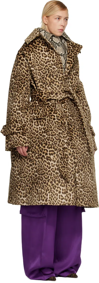 Duran Lantink Brown Oversized Faux-suede Trench Coat In Brown