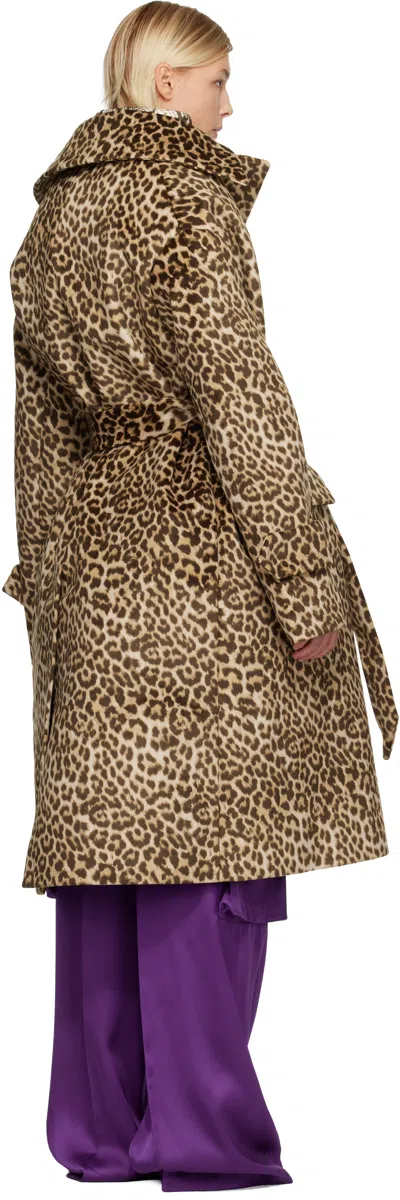 Duran Lantink Brown Oversized Faux-suede Trench Coat In Brown