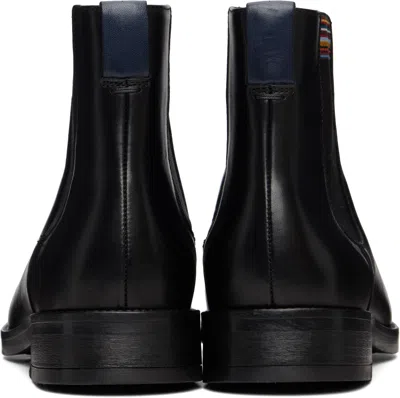 Paul Smith Black Leather Lansing Signature Stripe Chelsea Boots In Black