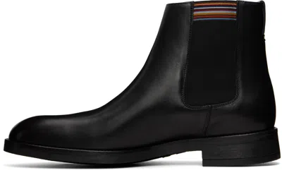 Paul Smith Black Leather Lansing Signature Stripe Chelsea Boots In Black