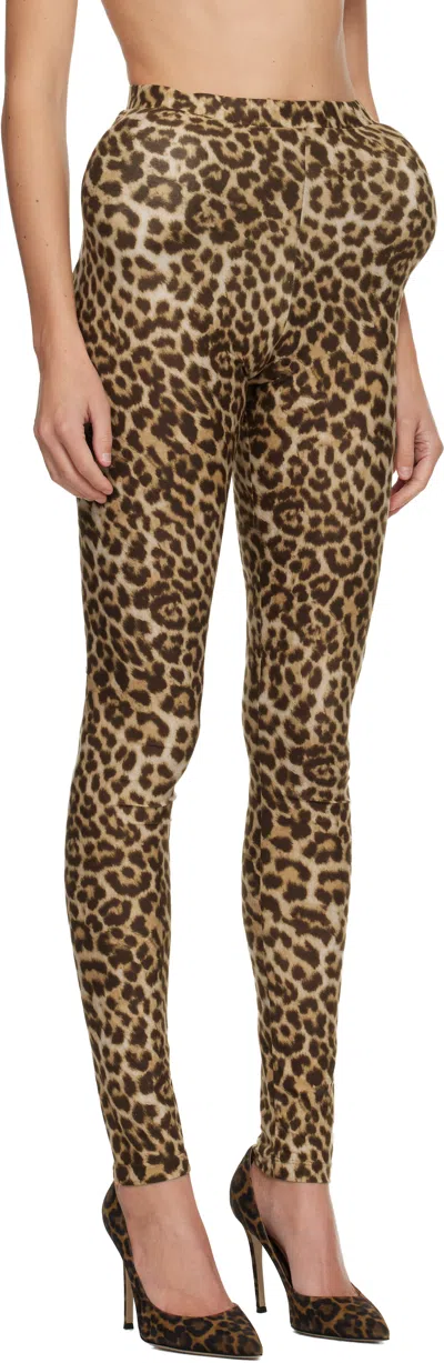 Duran Lantink Beige Padded Jersey Leggings In Multi