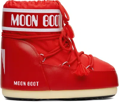 Moon Boot Red Icon Low Nylon Boots In Multi