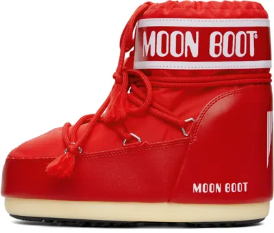 Moon Boot Red Icon Low Nylon Boots In Multi