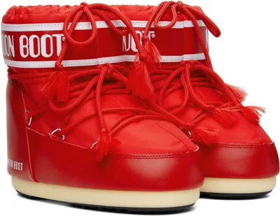 Moon Boot Red Icon Low Nylon Boots In Multi
