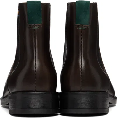Paul Smith Brown Leather Lansing Signature Stripe Chelsea Boots In Brown