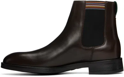 Paul Smith Brown Leather Lansing Signature Stripe Chelsea Boots In Brown