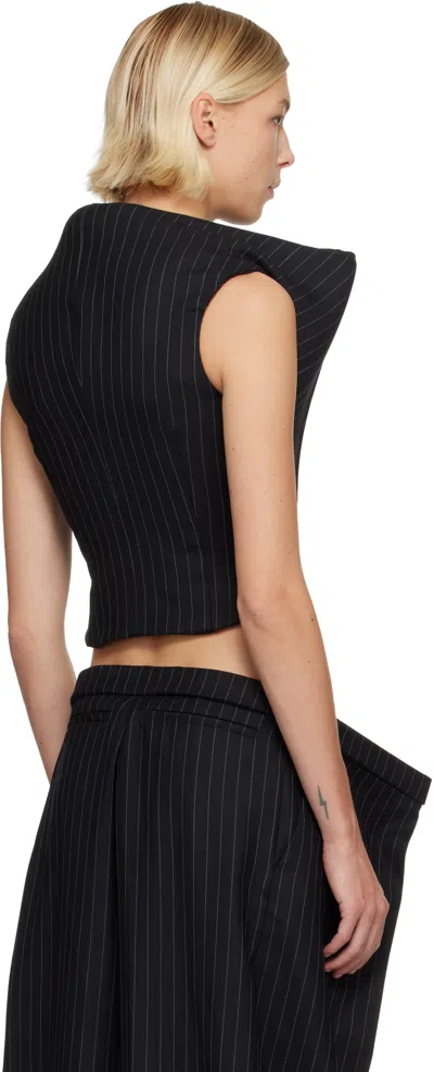 Duran Lantink Black Profile Pinstriped Vest In Black