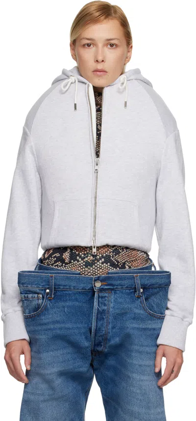 Duran Lantink Gray Sculptured Zip Up Hoodie In Gray