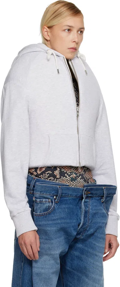 Duran Lantink Gray Sculptured Zip Up Hoodie In Gray