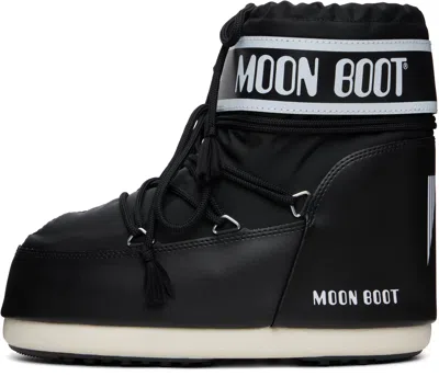Moon Boot Black Icon Low Nylon Boots In Animal Print