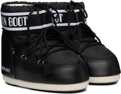 Moon Boot Black Icon Low Nylon Boots In Animal Print