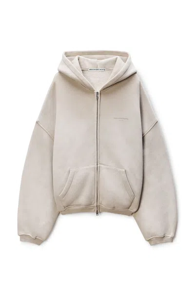 Alexander Wang Zip Up Hoodie W/ Allover Hotfix In Brown