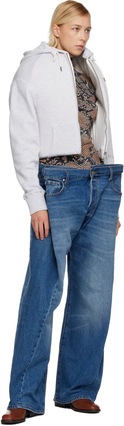 Duran Lantink Blue Hanging Denim Jeans In Blue