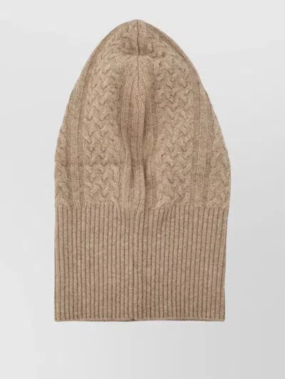 Max Mara Luxurious Cashmere Cable Knit Hat In Brown