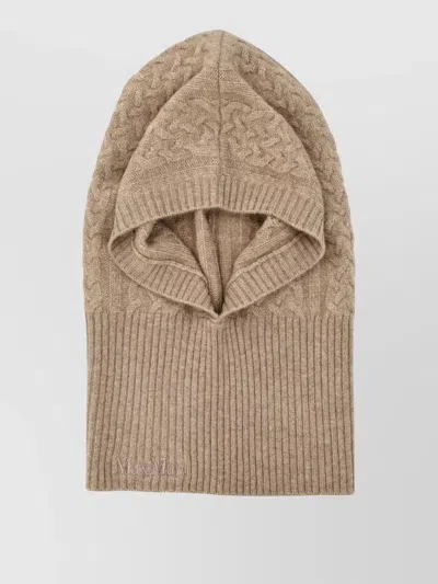 Max Mara Luxurious Cashmere Cable Knit Hat In Brown