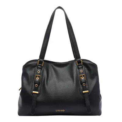 Liu •jo Liu-jo Medium Logo Satchel Bag In Black