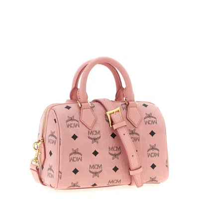 Mcm Structured Top Handle Handbag With Detachable Strap In Pink
