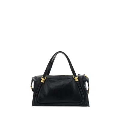Chloé Chloe Paraty 24 Shoulder Bag In Black Leather In Black