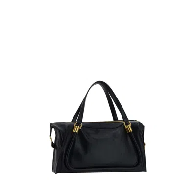 Chloé Chloe Paraty 24 Shoulder Bag In Black Leather In Black