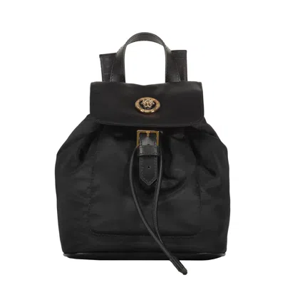 Versace Logo Detail Nylon Backpack In Black