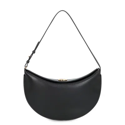 Jacquemus Le Petite Ovalo Leather Shoulder Bag In Black