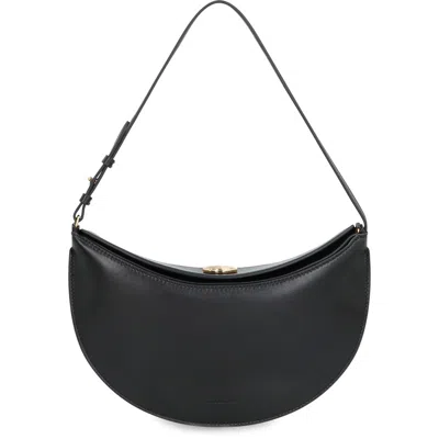 Jacquemus Le Petite Ovalo Leather Shoulder Bag In Black