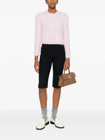 Maje Collar-embellished Long-sleeve Cardigan In Pink