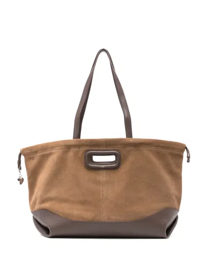 Maje Heart Charm Shoulder Bag In Brown
