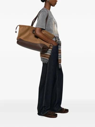 Maje Heart Charm Shoulder Bag In Brown