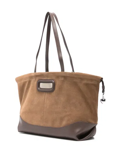 Maje Heart Charm Shoulder Bag In Brown