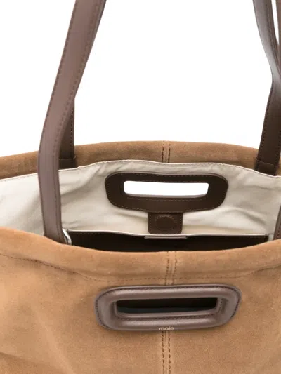 Maje Heart Charm Shoulder Bag In Brown