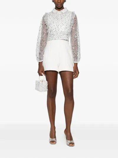 Maje Embellished Collared Jumpsuit In White